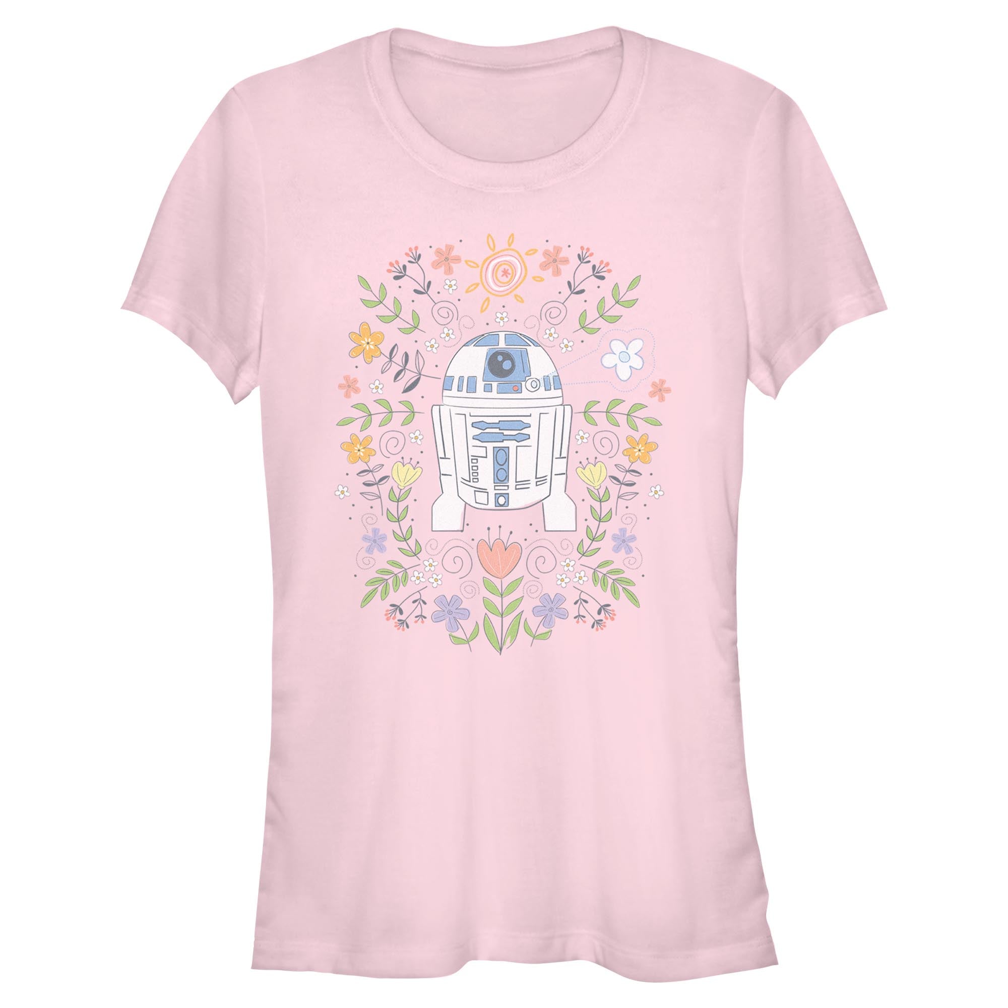 Junior's Star Wars R2-D2 Flower Spring T-Shirt
